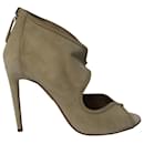 Aquazzura Cut-Out Ankle Boots in Beige Suede