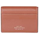 Smythson Folded Card Case with Snap Closure in Brown Leather 