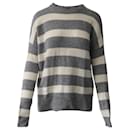 Theory Karenia Striped Sweater in Grey and Cream Cashmere 