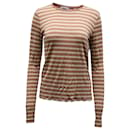 Vince Striped Long-sleeved T-shirt in Tan Brown Viscose