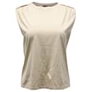 Theory Gathered Shoulder Sleeveless Top in Beige Cotton