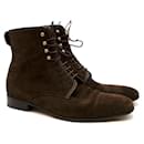 Brown Suede Lace-Up Ankle Boots - Salvatore Ferragamo