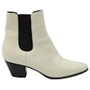 Celine Chelsea Ankle Boots in White Ivory Leather - Céline