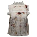 Alice + Olivia Jonie Floral Print Lace Blouse in Ivory Silk 