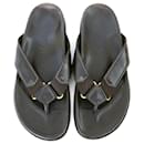 Louis Vuitton Brown Leather Logo Embossed Sandals