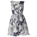 Erdem Floral Sleeveless Dress in Pastel Blue Polyester