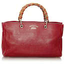 Gucci Red Bamboo Shopper Leather Satchel