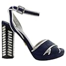 Dark Blue Heels with Crystal Embellishments - Prada