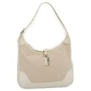 HERMES Trim 31 Shoulder Bag Canvas Leather Beige White Auth yk4573 - Hermès