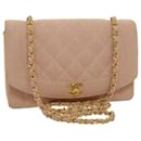 CHANEL Matelasse Turn Lock Chain Diana Shoulder Bag Canvas Pink CC Auth 29889a - Chanel