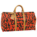 LOUIS VUITTON Monogram graffiti Keepall 50 Boston Bag Orange M93699 auth 29908a - Louis Vuitton