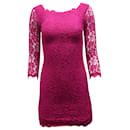 Diane Von Furstenberg Zarita Lace Sheath Dress in Pink Rayon