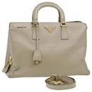 PRADA Hand Bag Safiano Leather 2way Gray Auth bs1449 - Prada