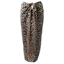 Ganni Leopard Print Maxi Skirt with Bow Detail in Brown Silk