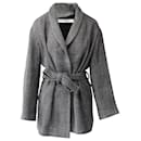 Iro Coat with Shawl Collar in Grey Acrylic