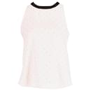 Balenciaga Dotted Embellished Sleeveless Top in Cream Polyester