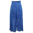 Sandro Paris Polina Pleated Paneled Lace Midi Skirt in Blue Polyester 