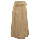 Vince High Rise Belted Midi Skirt in Brown Viscose 