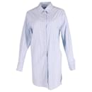 MSGM Striped Button Front Shirt Dress in Blue Cotton  - Msgm