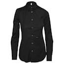 Dsquared2 Langarmhemd mit Knopfleiste vorne aus schwarzer Baumwolle