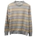 Brunello Cucinelli Stripe Knitted Sweater in Beige and Grey Cashmere