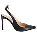 Iro Slingback Amore Pumps w/ Ankle Chain in Black Leather