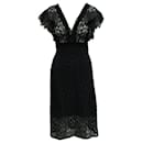 Sandro Emeline Lace Midi Dress in Black Cotton