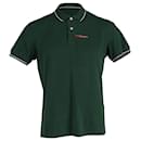 Prada Striped Trim Detail Polo T-Shirt in Green Cotton