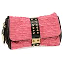 LOUIS VUITTON Monogram Bunny Clutch Bag Satin Leather Pink Black LV Auth 30276a - Louis Vuitton