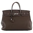 Hermes Brown Togo Leather Birkin 40 Palladium Hardware Handle Bag - Hermès