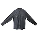 Camisa de corte slim de manga larga con botones en la parte delantera en algodón negro de Gucci