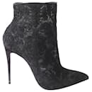 Christian Louboutin Lace Gipsy 100 Boots in Black Silk
