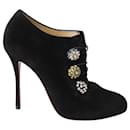 Christian Louboutin Crystal Embellished Boots in Black Suede