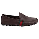 Gucci Web Detail Loafers in Brown Nappa Leather