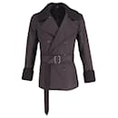 Yves Saint Laurent Double-Breasted Coat with Belt in Black Cotton