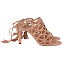 Chloé Kendal Strappy Sandals in Beige Suede