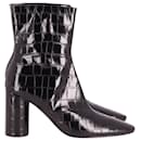 Balenciaga Croc-Embossed Ankle Boots in Black Leather
