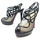 CHRISTIAN LOUBOUTIN SHOES SANDALS HEELS 38 BLACK LEATHER & MESH SHOES - Christian Louboutin