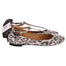 Chloe Leopard Print T-Strap Flats in Multicolor Canvas  - See by Chloé