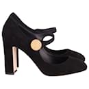 Dolce & Gabbana Mary Jane Vally Pumps in Black Suede