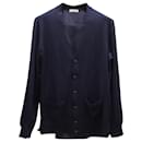 Valentino Buttoned Cardigan in Navy Blue Wool Blend