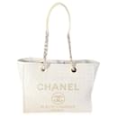 Chanel Ivory Metallic Tweed Small Deauville Shopping Tote 