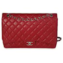 Chanel Red Quilted Caviar Maxi Classic lined Flap Bag