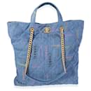 Chanel Blue & Multicolor Quilted Denim Mood Shopping Tote 