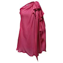Temperley London One Shoulder Ruffle Dress in Fuchsia Pink  Satin