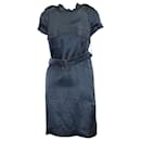 Lanvin Belted Sheath Dress in Blue Silk 