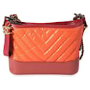 Chanel Orange & Red Aged Calfskin Chevron Quilted Small Gabrielle Hobo 