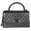Chanel Gunmetal Quilted Aged Calfskin Medium Coco Top Handle Bag 
