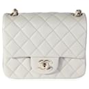 Chanel Light Grey Quilted Lambskin Mini Square Classic Flap Bag