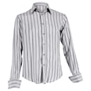 Yves Saint Laurent Striped Button Down Shirt in Grey Silk